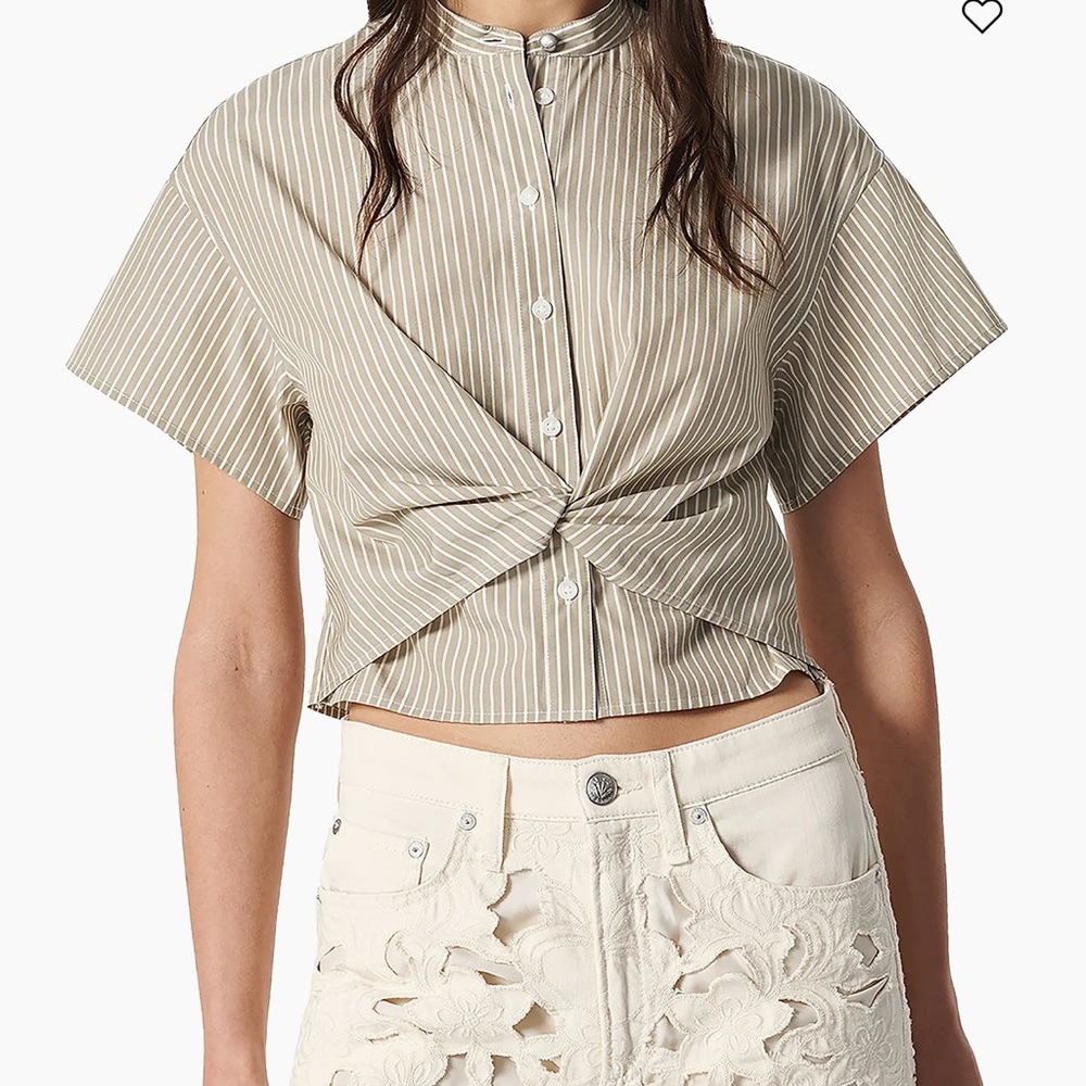 Rag And Bone Gretchen Striped Popline Twist Shirt Size-10, NWT MSRP-248